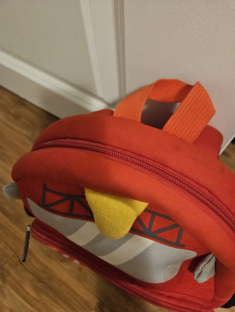 Red Kids Fire Truck Backpack - Plush Preschool Bag